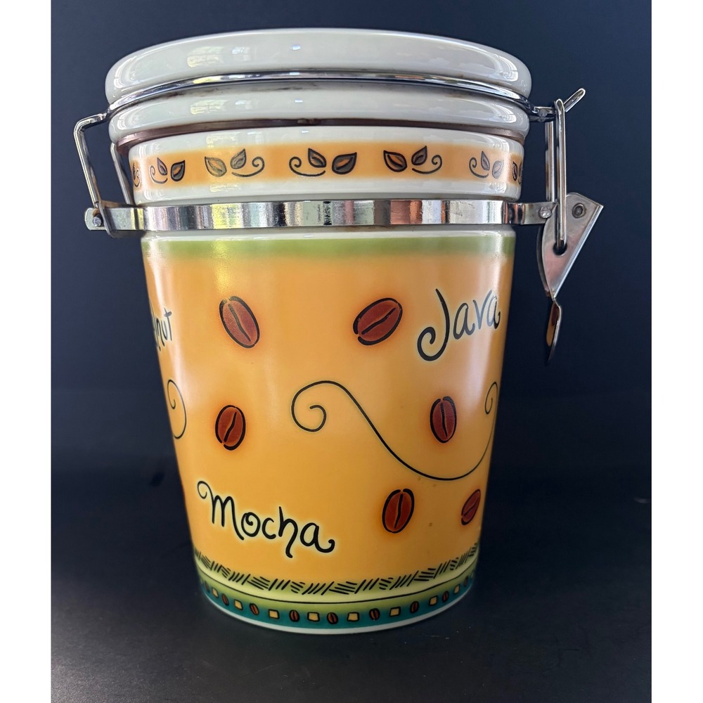 MSC Jocha Ceramic Coffee Canister Java Mocha Hazelnut Airtight Storage Jar